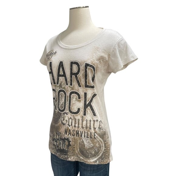 Hard Rock Couture Nashville Graphic T Womens Medium Distressed Rhinestone Retro - Picture 7 of 9